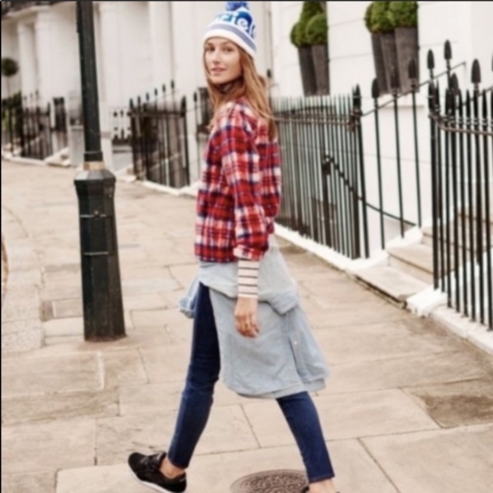 Madewell red tartan plaid boxy shape top M…